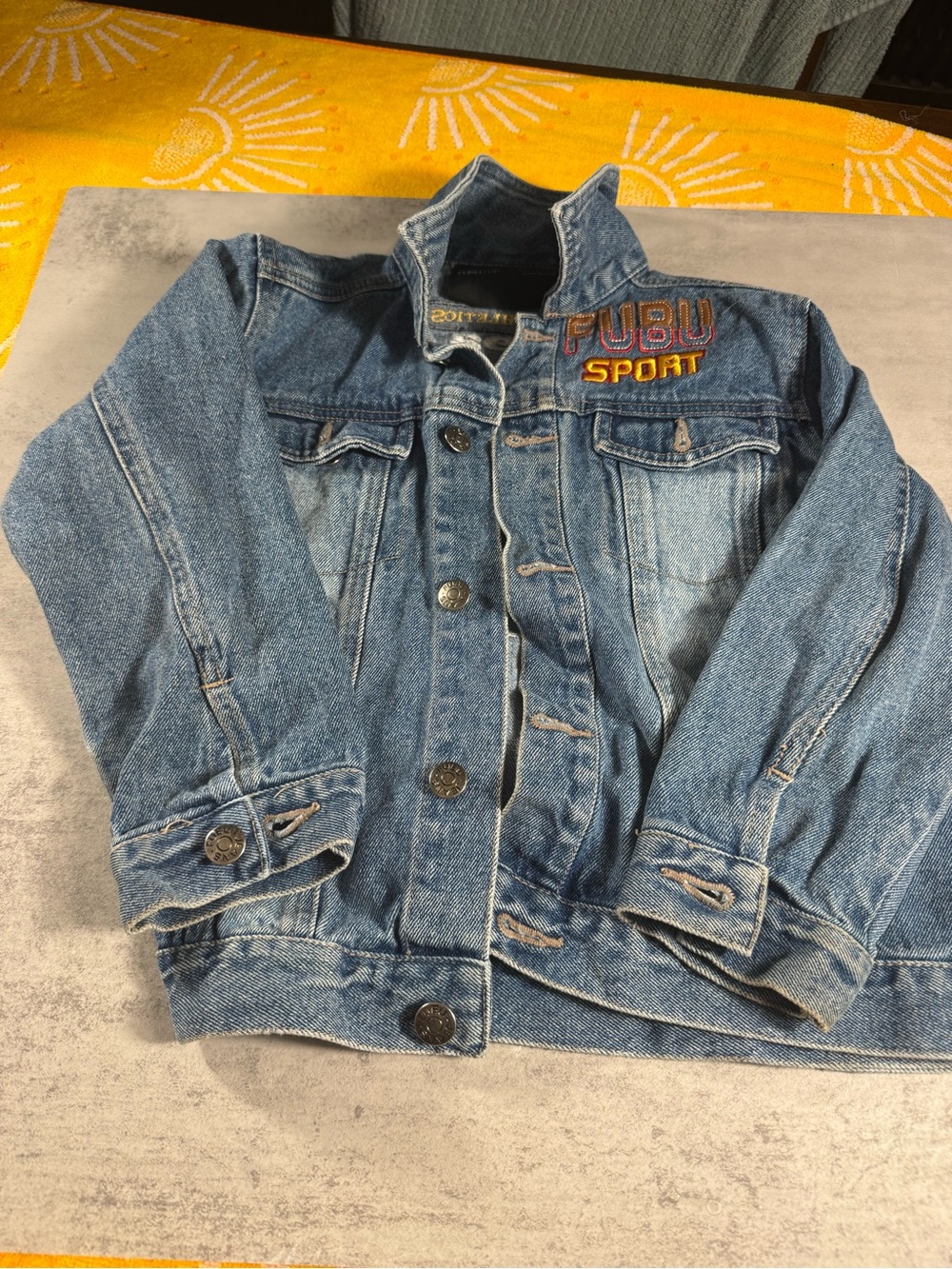 FUBU Sport Kids Light Blue Denim Jacket with Embroidered Logo
